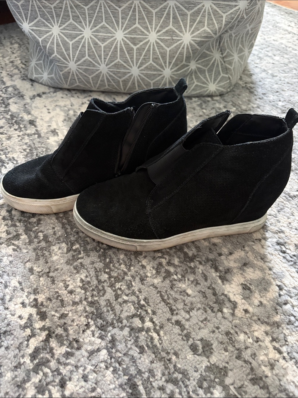 Steve Madden Black Suede Hidden Wedge Sneakers